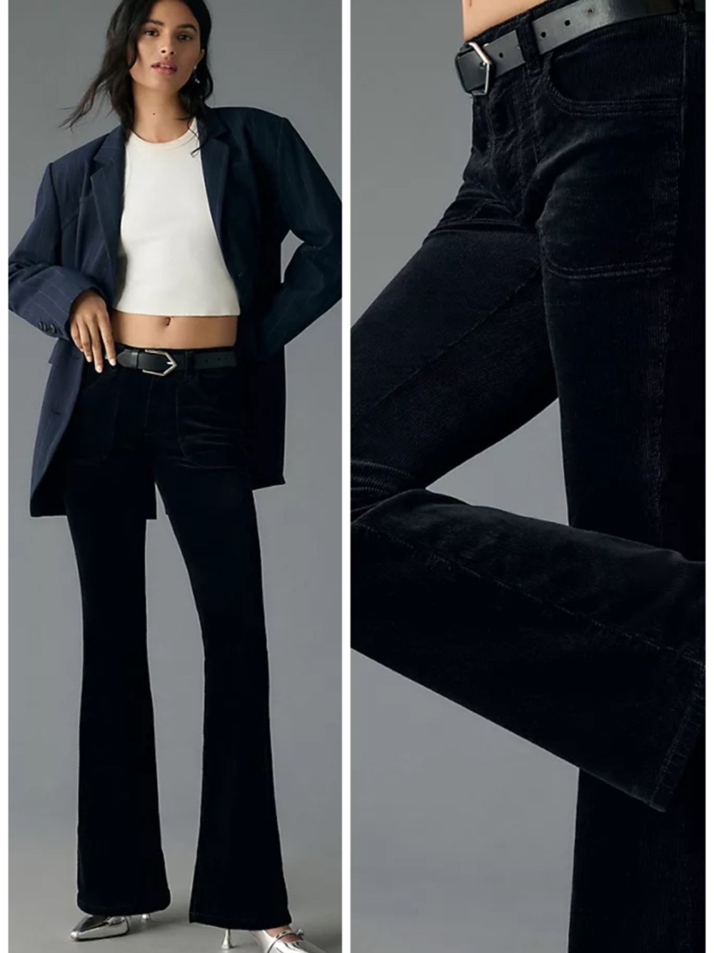 Anthropologie Pilcro Icon Low-Rise Corduroy Chop Pocket Flare Jeans Size 33 NWT